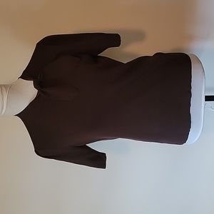 Rayon/nylon blouse with short sleeves  and cute tie to the left side of neck.